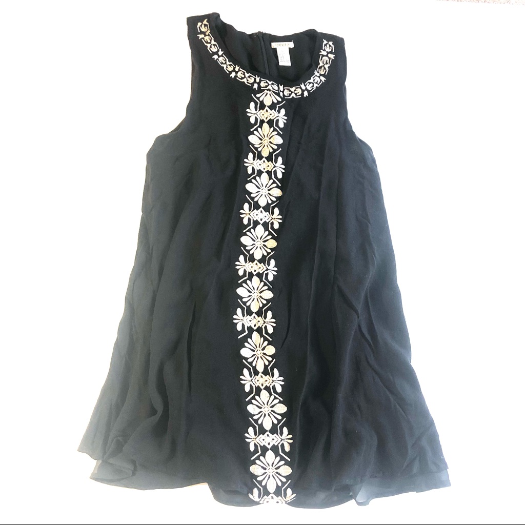 H&M Sheer Black Mini Dress Embroidered
